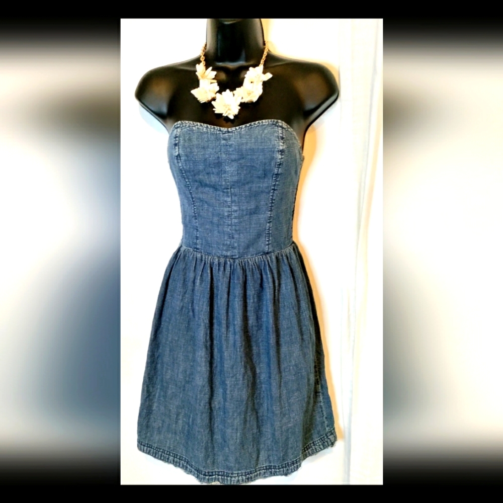 Denim strapless dress